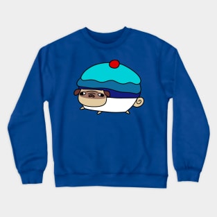 Blue Cupcake Pug Crewneck Sweatshirt